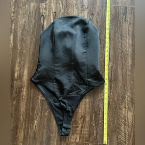 NWT Zara Strapless Black Satin Bodysuit M